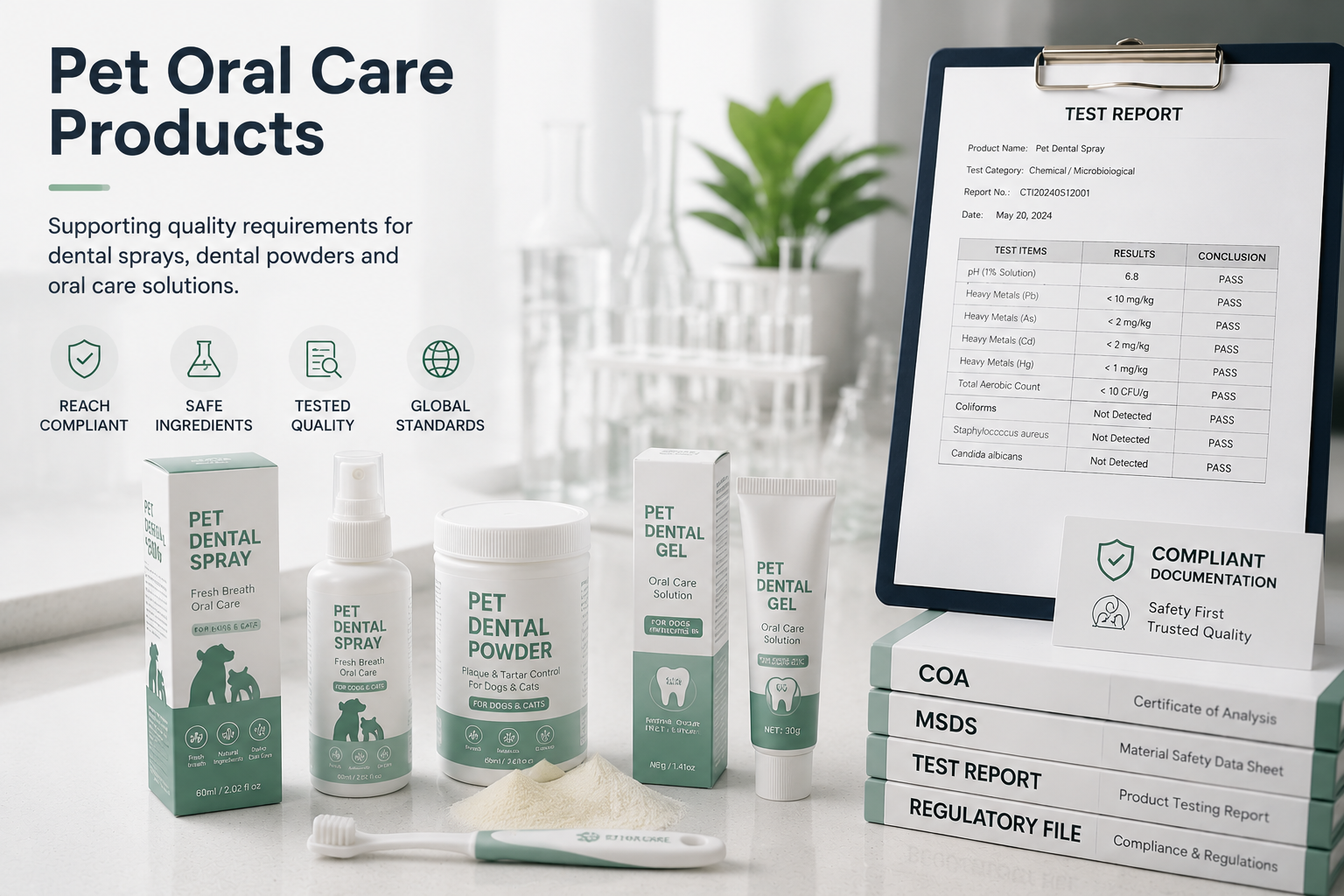 Quality documentation and testing support for pet oral care products