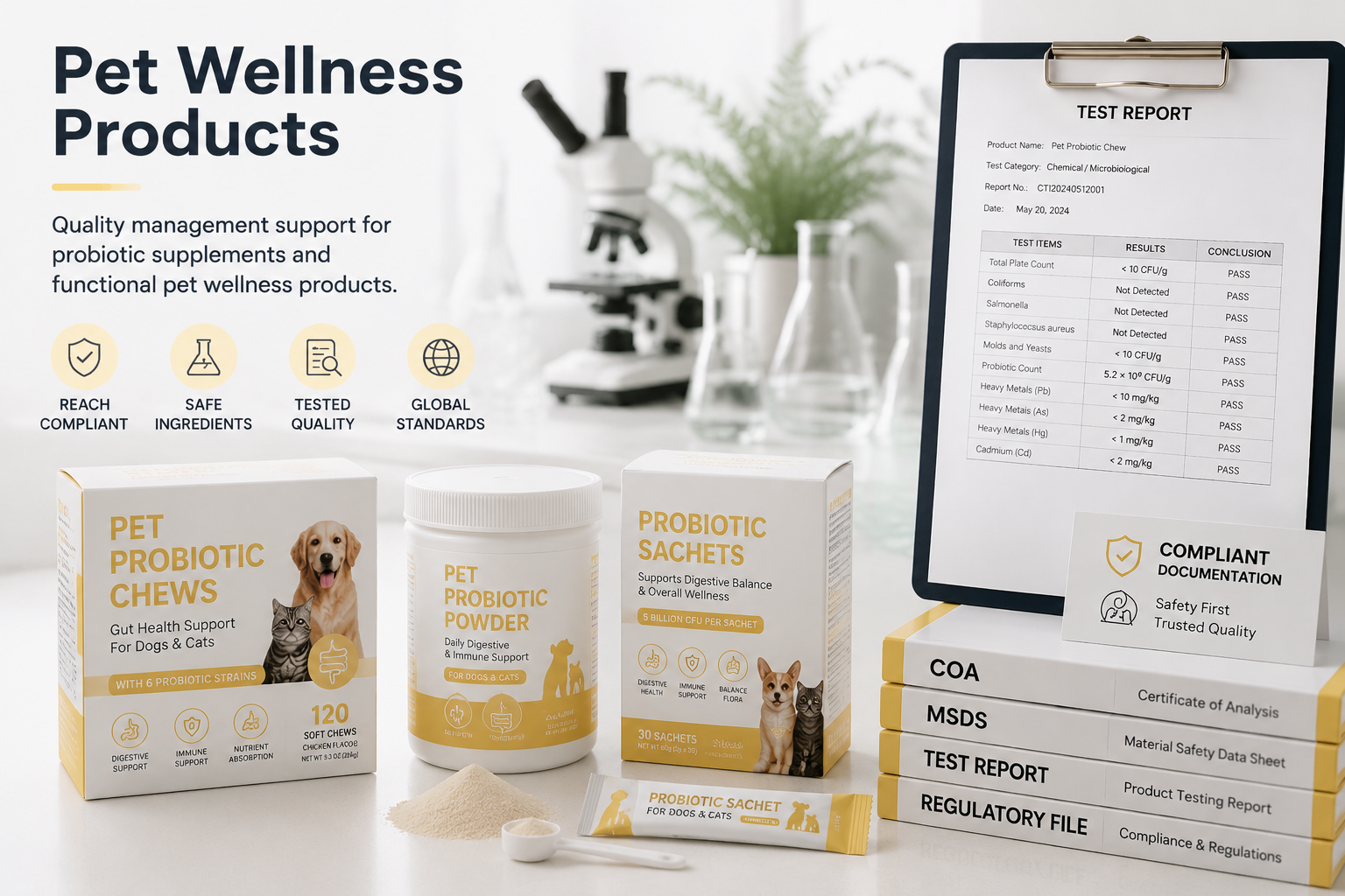Quality management and documentation support for pet wellness products