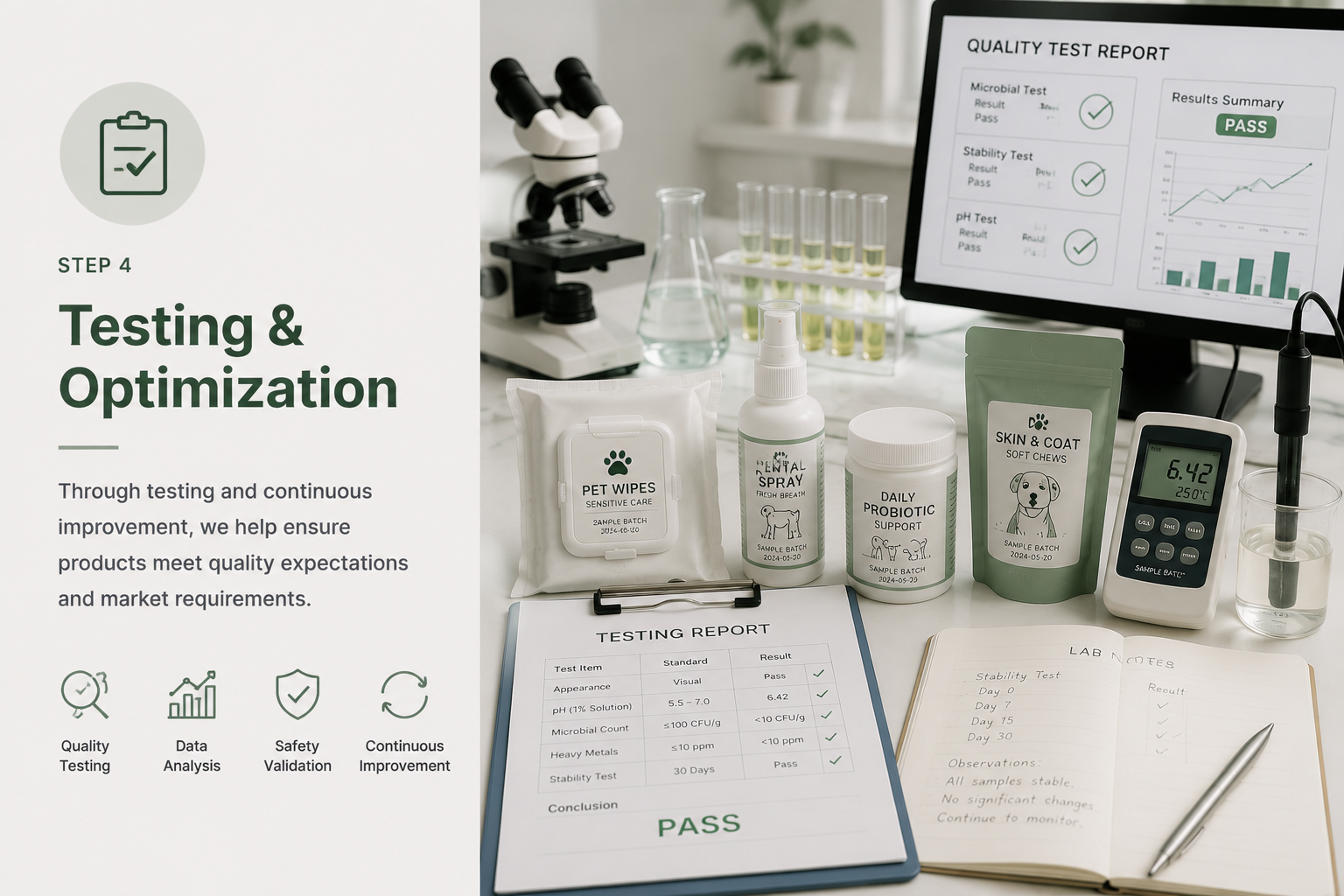 Pet care product testing and optimization