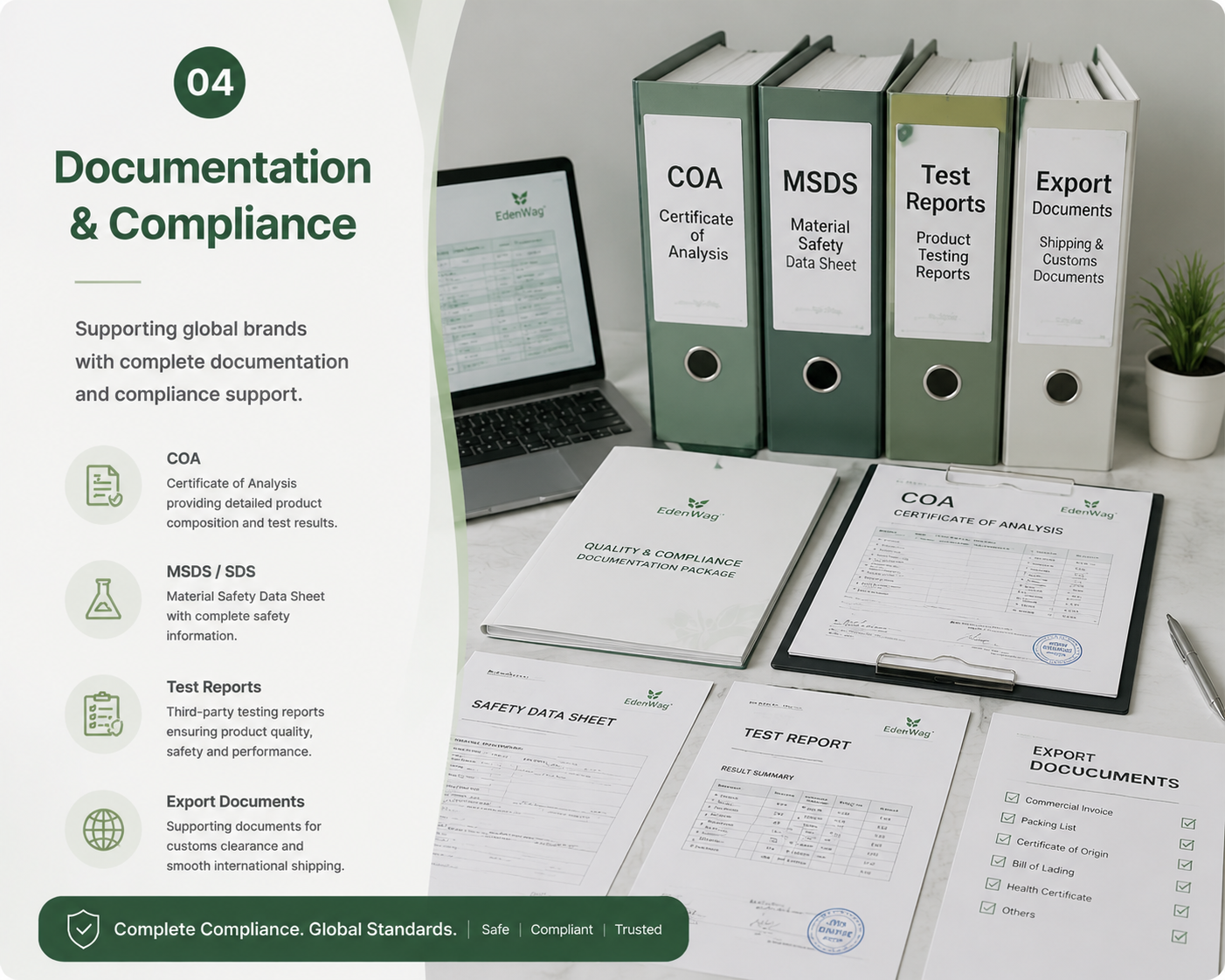 COA MSDS test reports and export documentation support for global pet care brands