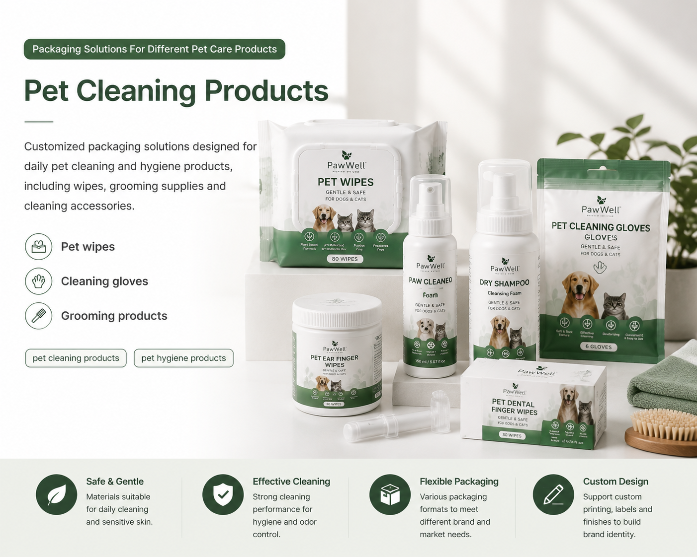 Custom packaging solutions for pet cleaning products